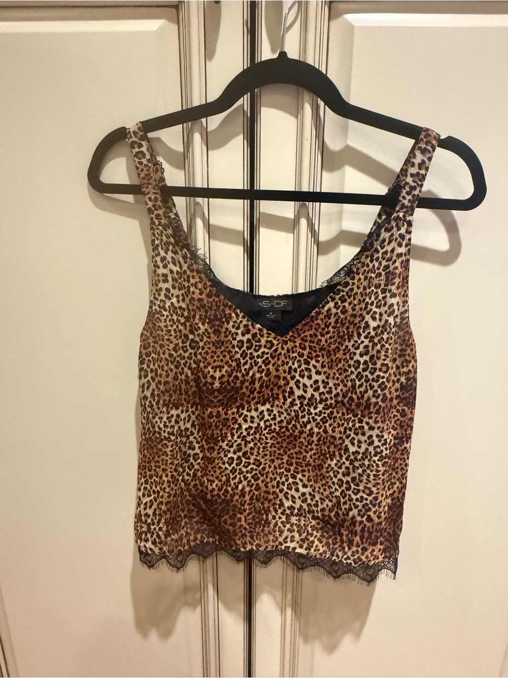 Leopard Print Lace-Trim Tank Top - Brown